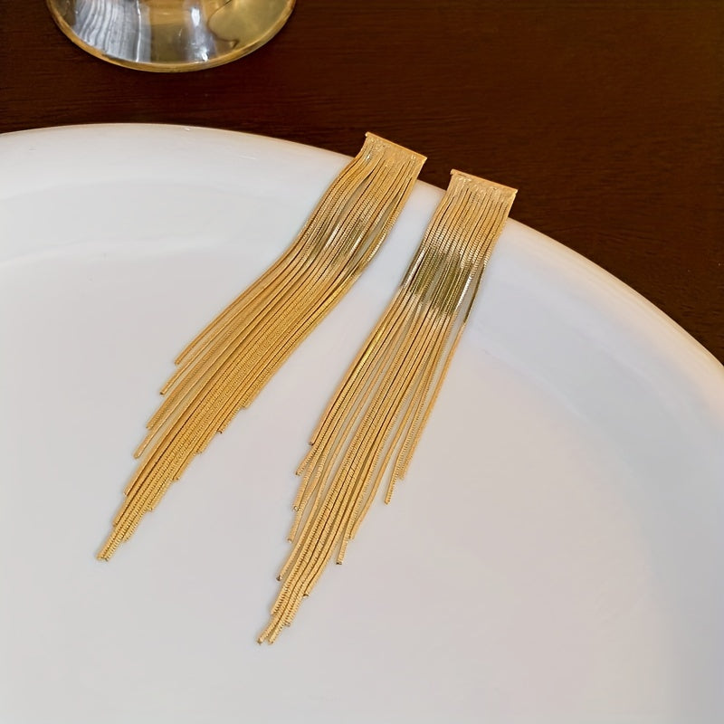 Golden Tassel Design Dangle Earrings