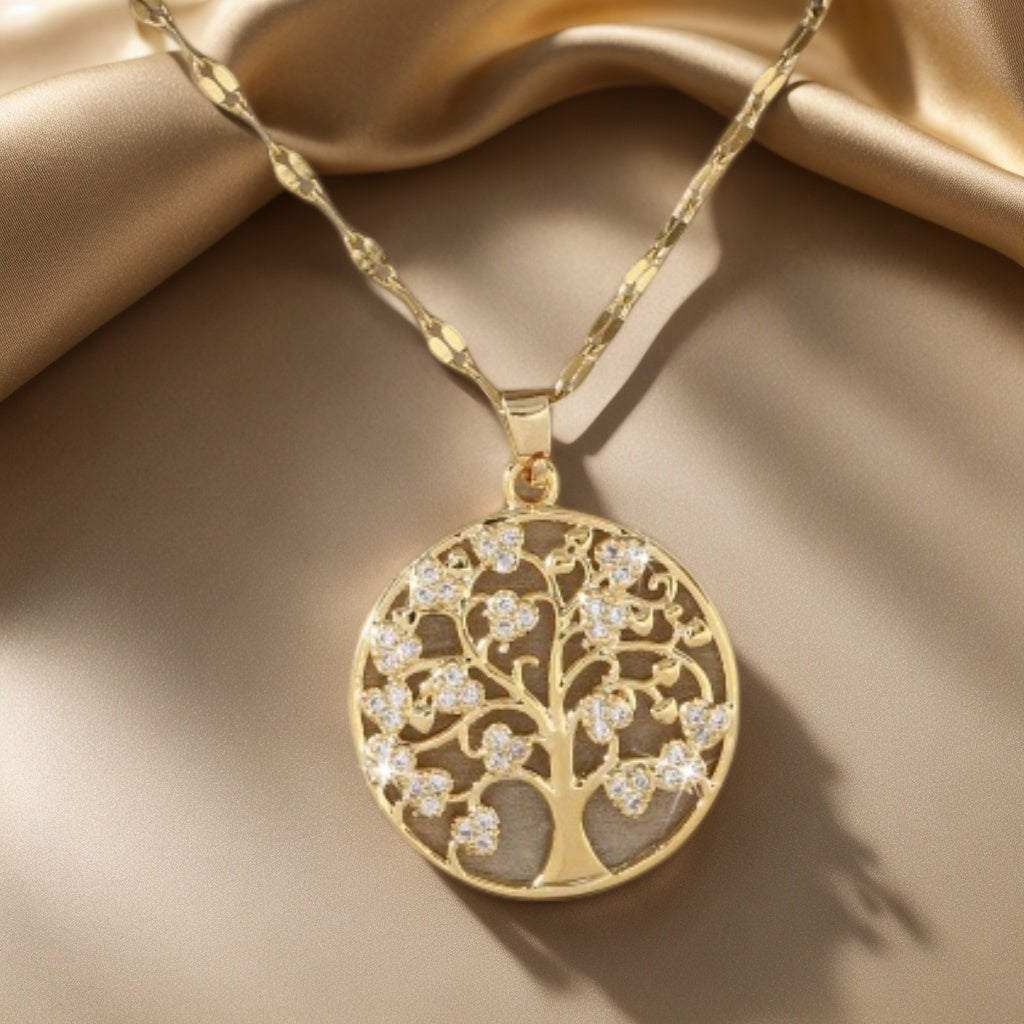 Tree of Life Pendant Necklace with Cubic Zirconia