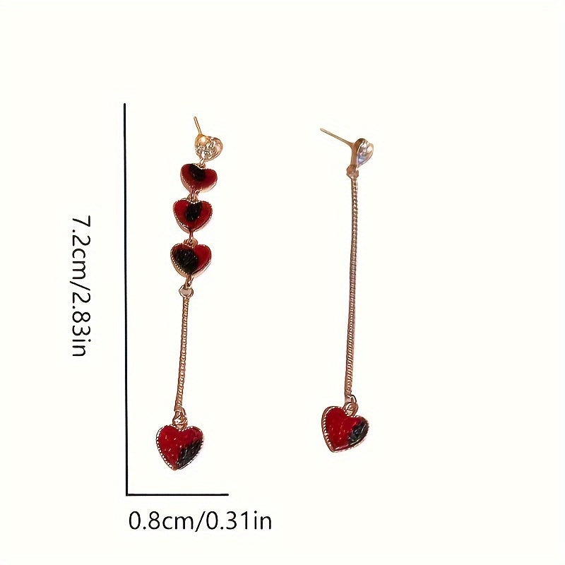 Vintage Inspired Asymmetrical Heart Chain Earrings