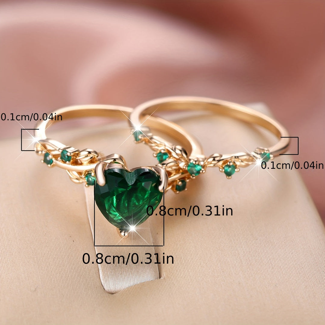 Elegant Heart Shape Ring Set