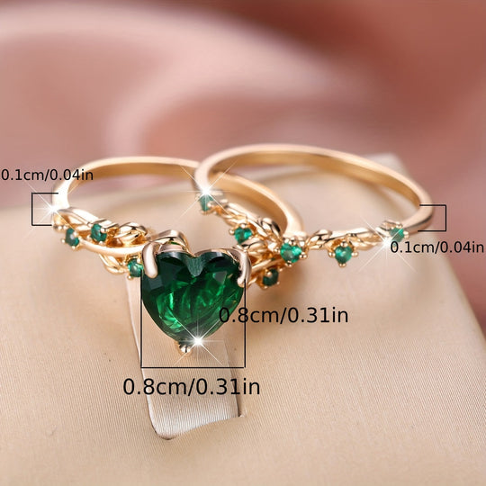 Elegant Heart Shape Ring Set
