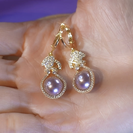 French Gourd Pearl Hoop Earrings
