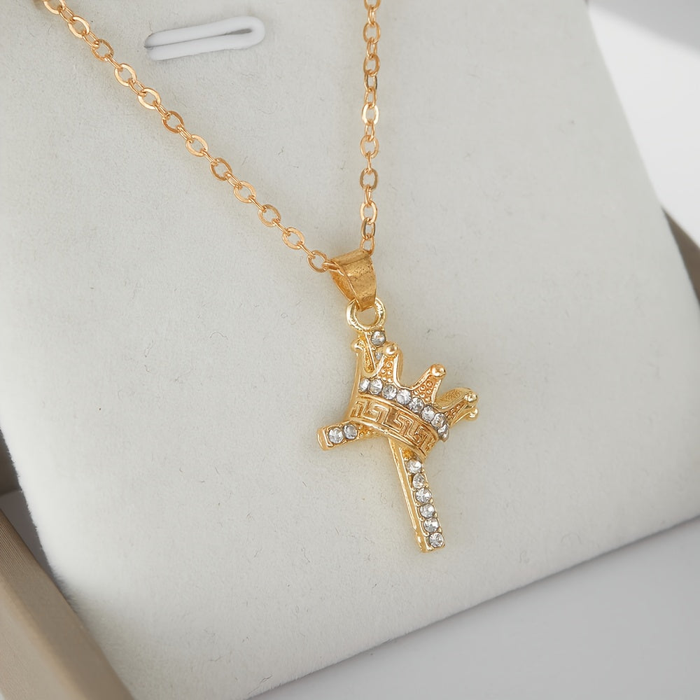 Luxury Crown Cross Pendant Necklace