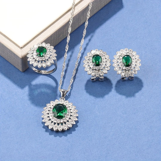 4-Piece Sunflower Zirconia Jewelry Set