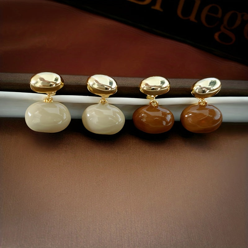 Oval Shape Enamel Dangle Earrings