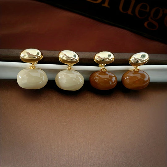 Oval Shape Enamel Dangle Earrings