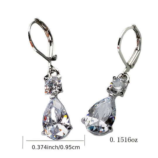 Stylish White Zirconia Drop Earrings