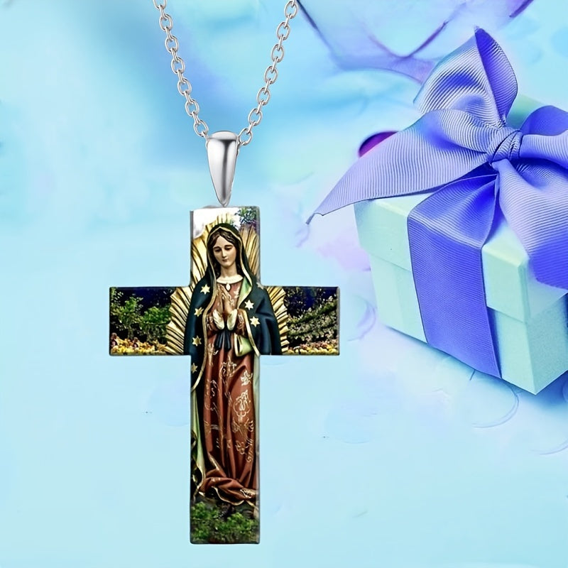 Virgin Mary Cross Pendant Necklace