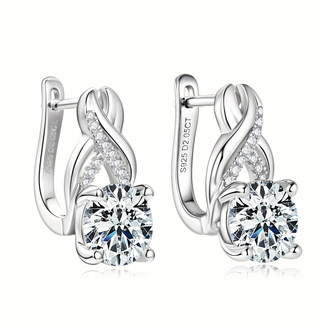 Round Silvery 8mm Moissanite Earrings