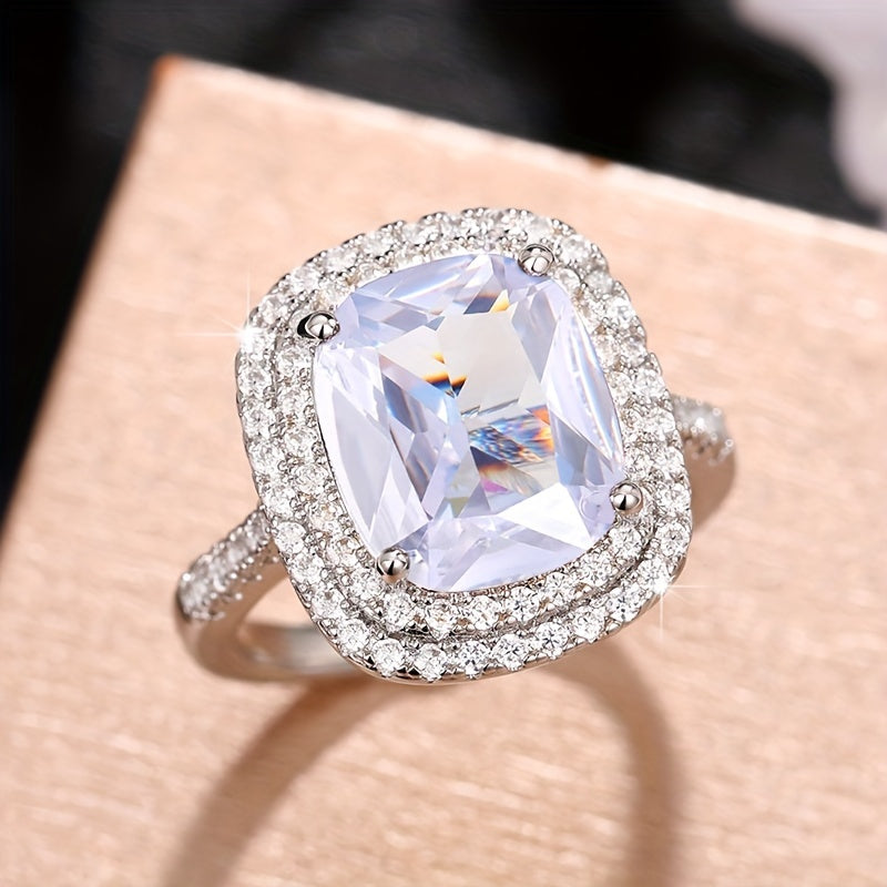 Luxurious Zirconia Halo Ring