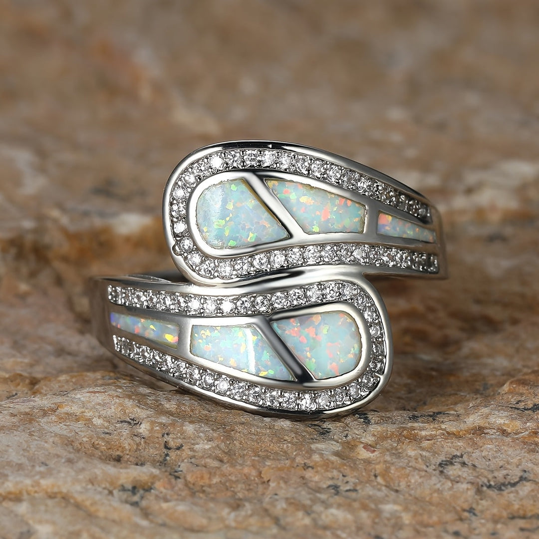 Boho Vintage White Opal Stone Ring