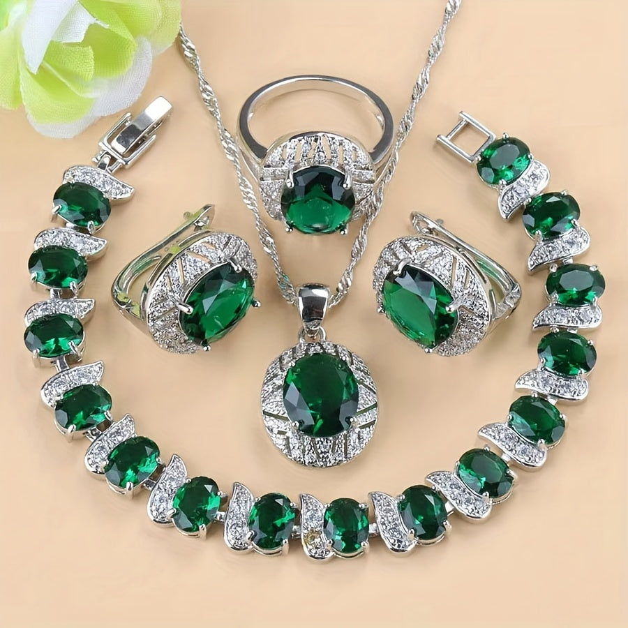 5pcs Elegant Cubic Zirconia Jewelry Set