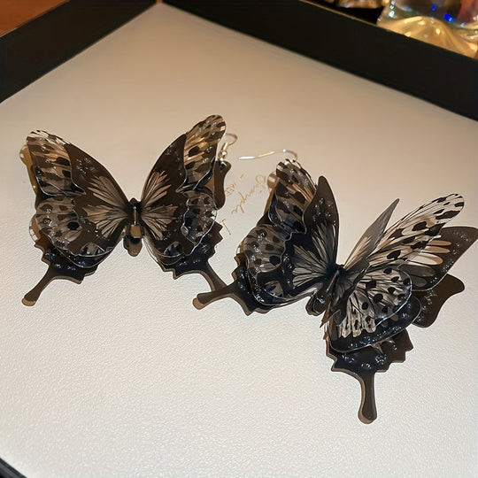 Black Butterfly Design Dangle Earrings