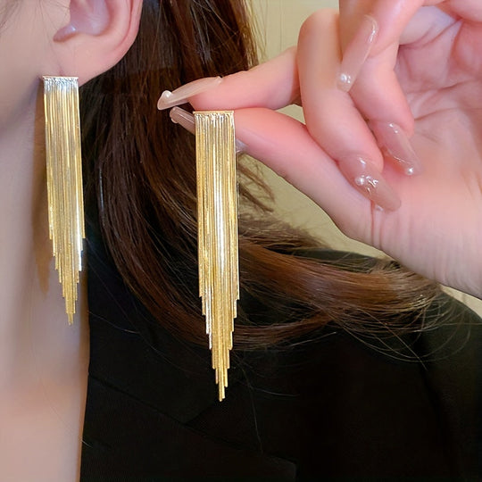 Golden Tassel Design Dangle Earrings