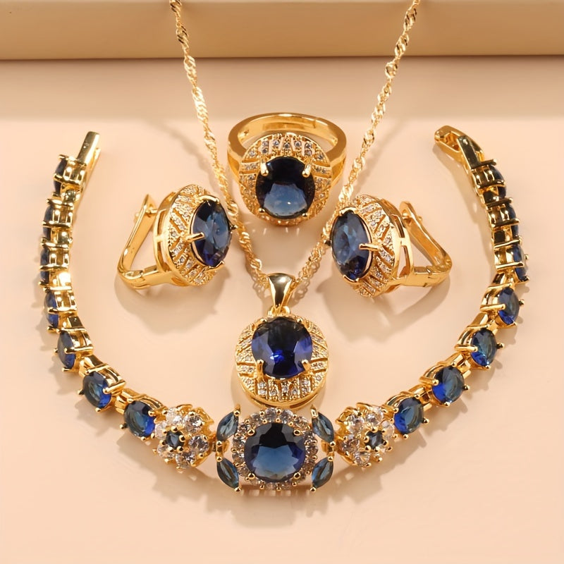 5-Piece Luxury Zirconia Bridal Jewelry Set