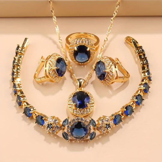5-Piece Luxury Zirconia Bridal Jewelry Set