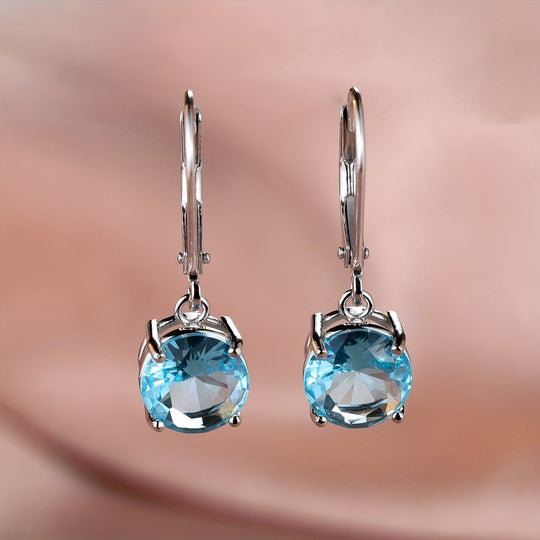 Silvery Round Colorful Zirconia Earrings