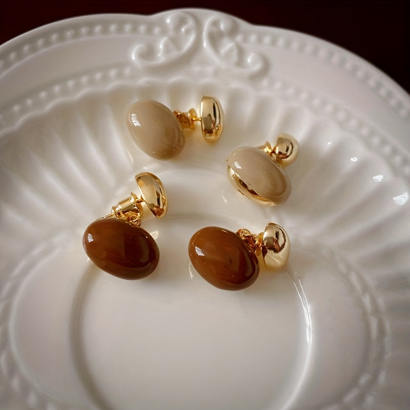 Oval Shape Enamel Dangle Earrings