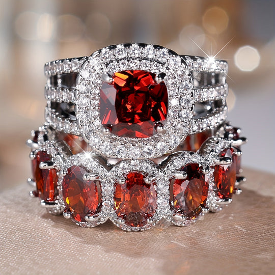 2-Piece Fashionable Synthetic Zirconia Ring