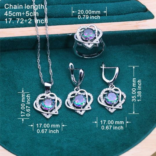 Heart-Shaped Synthetic Zirconia Jewelry Set