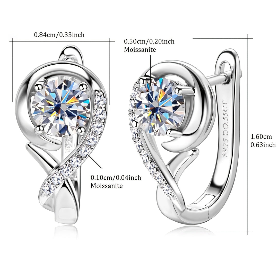 Elegant Moissanite Silver Rose Flower Hoop Earrings