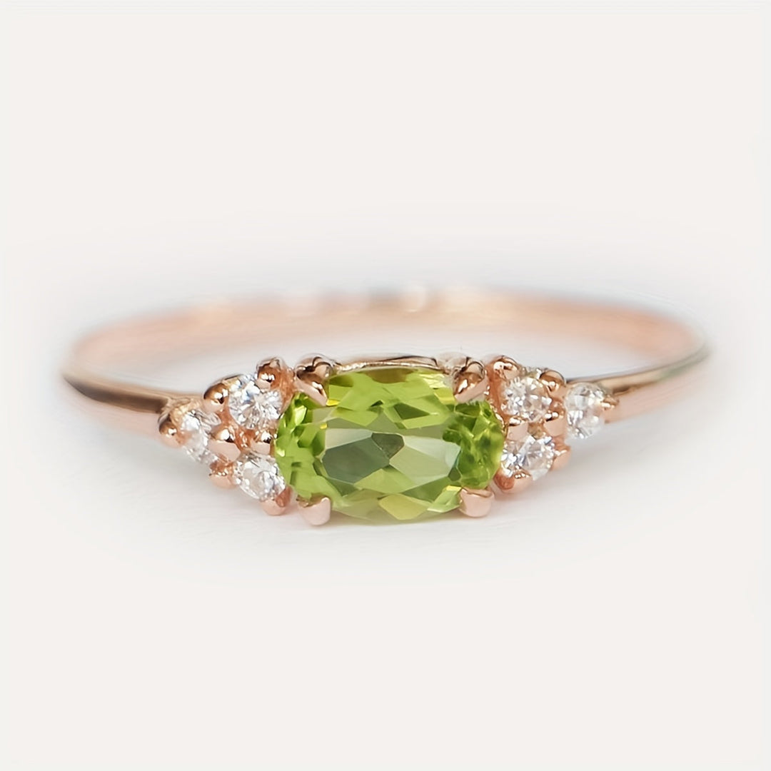 Inlaid Oval Synthetic Zirconia Ring