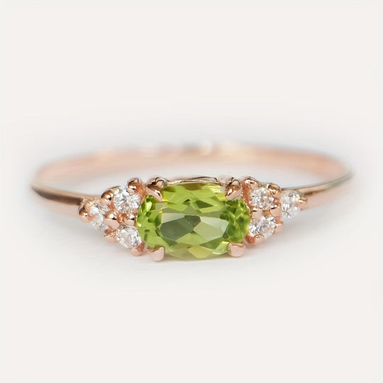 Inlaid Oval Synthetic Zirconia Ring