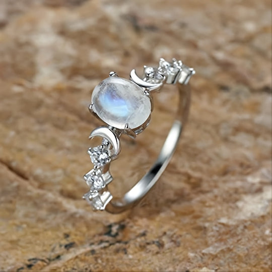 Genuine Moonstone Sterling Silver Ring