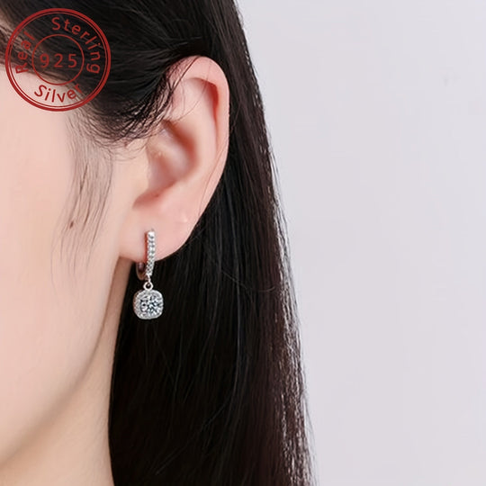 925 Pure Silvery Round Moissanite Earrings