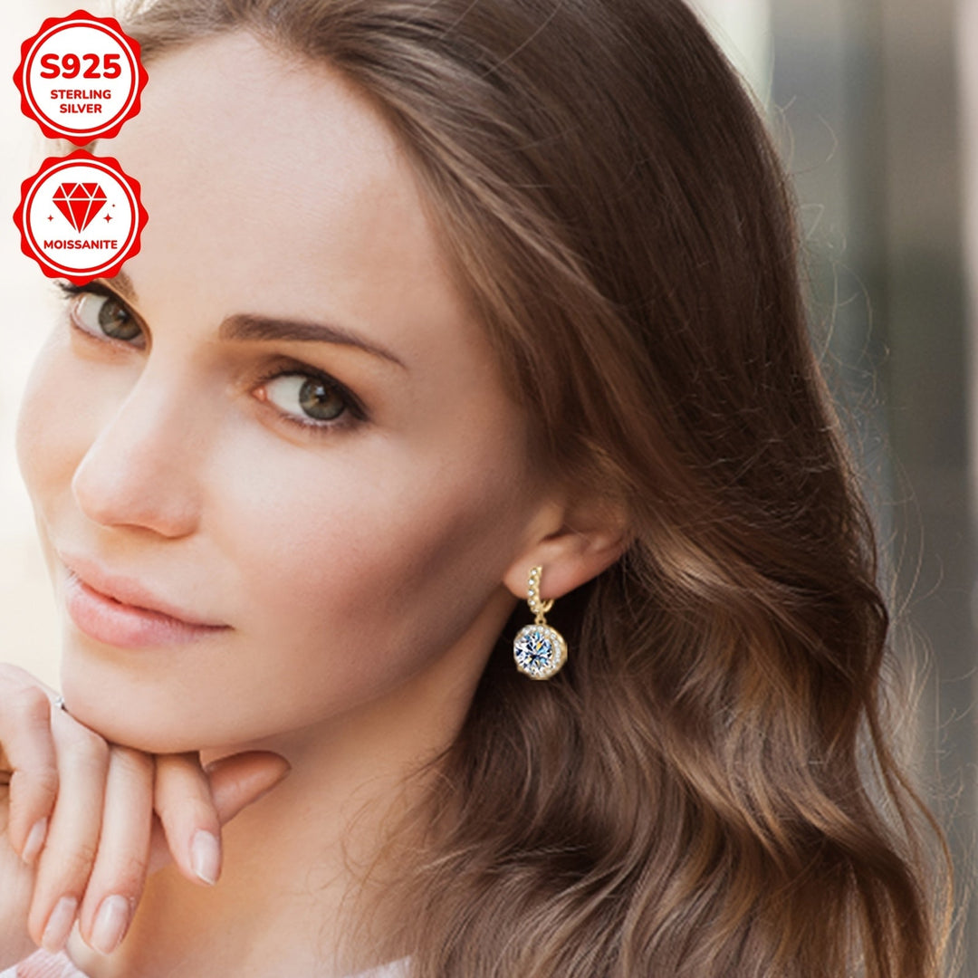 Stylish Round Moissanite & Zirconia Earrings