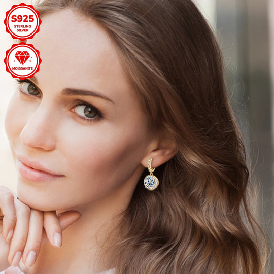 Stylish Round Moissanite & Zirconia Earrings