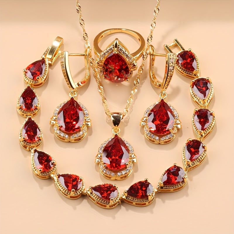 5-Piece Exquisite Teardrop Jewelry Set