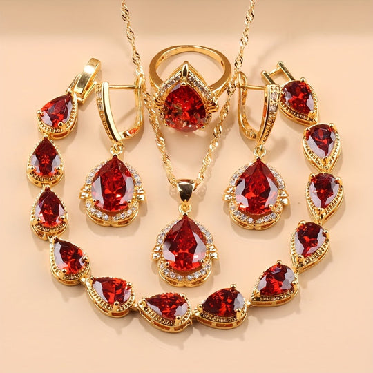 5-Piece Exquisite Teardrop Jewelry Set