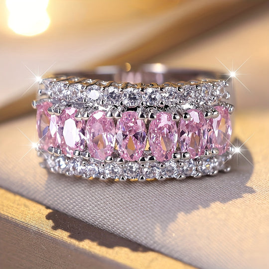 Clear Cubic Zirconia Wave Band Ring