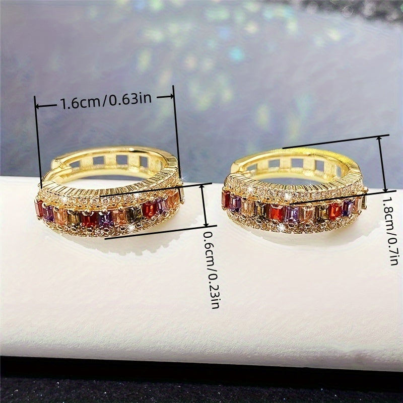 Trendy Topaz & Zirconia Hoop Earrings