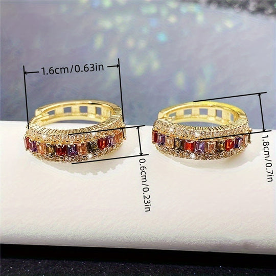 Trendy Topaz & Zirconia Hoop Earrings