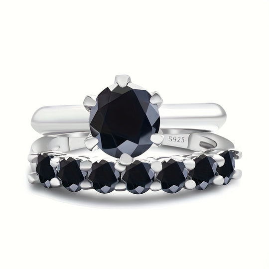 Classic French-Style Stackable Moissanite Ring Set
