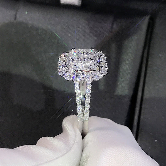 Square Halo Zirconia Bridal Ring