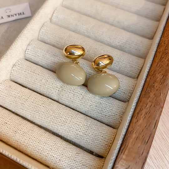 Oval Shape Enamel Dangle Earrings