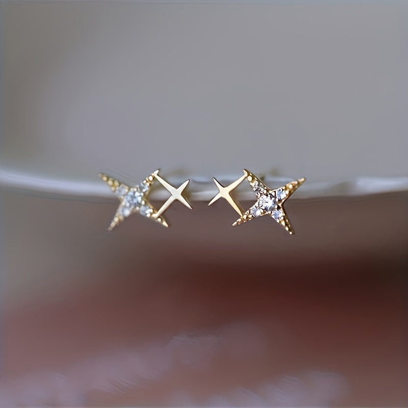 Retro Chic Double Star Stud Earrings