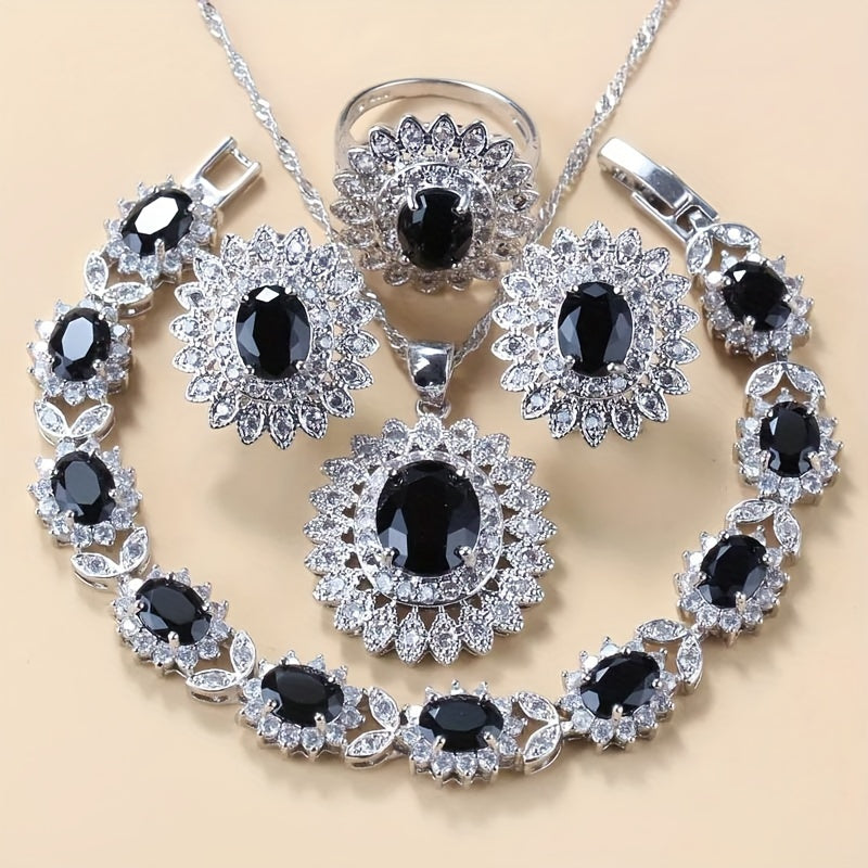 5pcs Sunflower Zirconia Jewelry Set – Earrings