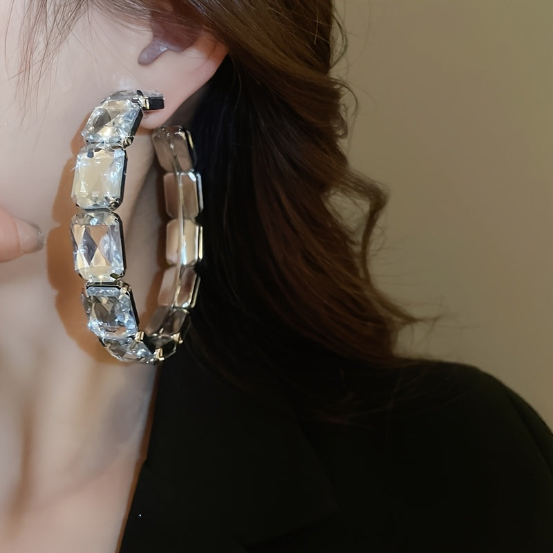 Exaggerated Rectangular Hoop Earrings