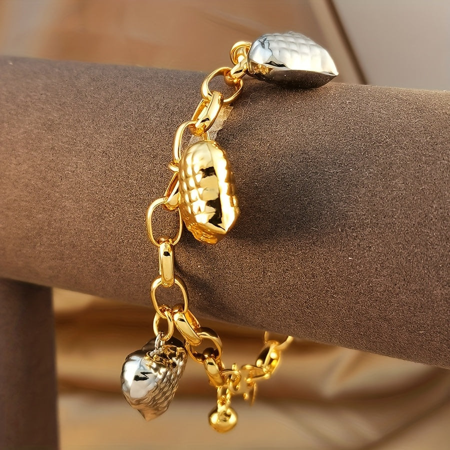 Elegant Two-Tone Heat Pendant Bracelet