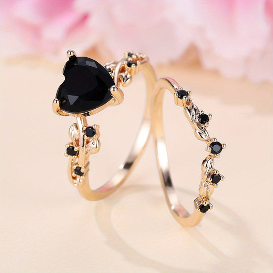 Luxurious Black Heart Cubic Zirconia Ring