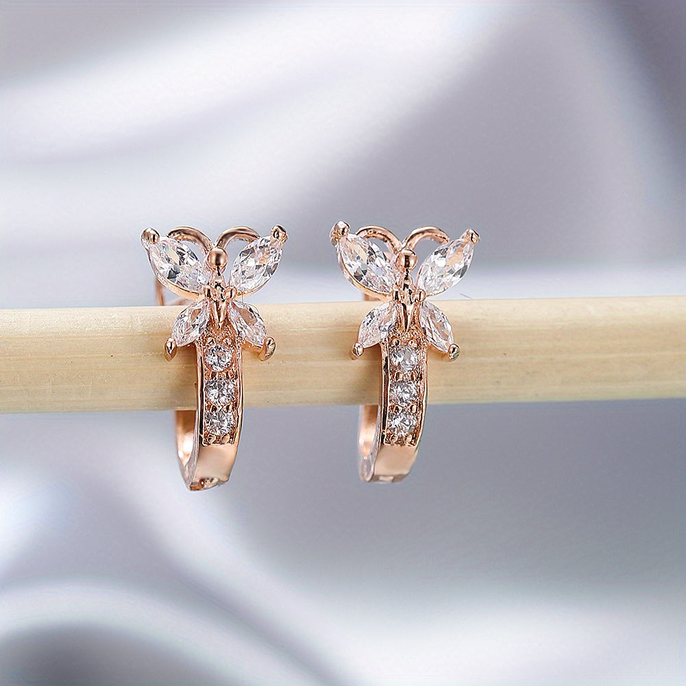 Colorful Butterfly Zirconia Hoop Earrings