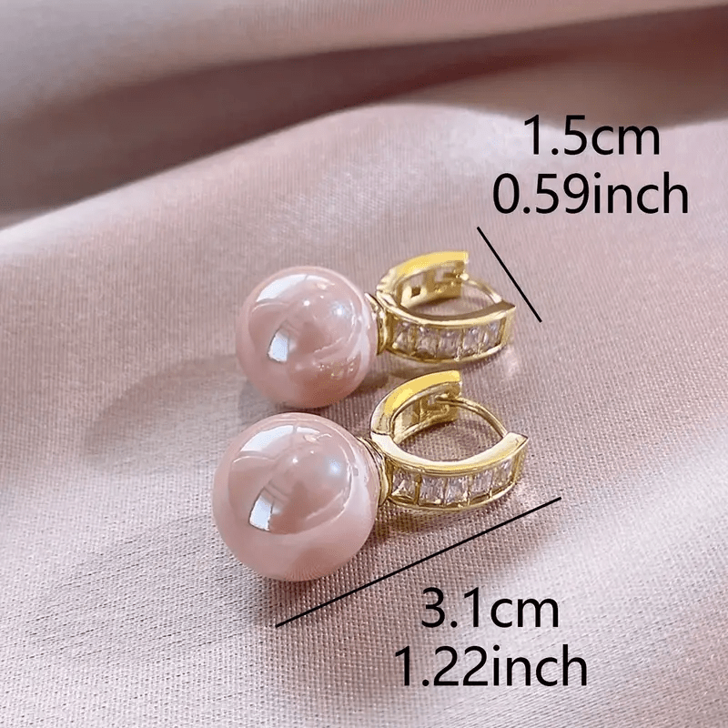 Vintage Pink Pearl Zirconia Earrings
