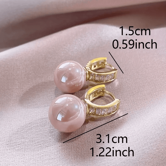 Vintage Pink Pearl Zirconia Earrings