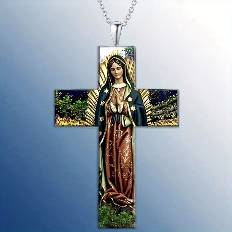 Virgin Mary Cross Pendant Necklace