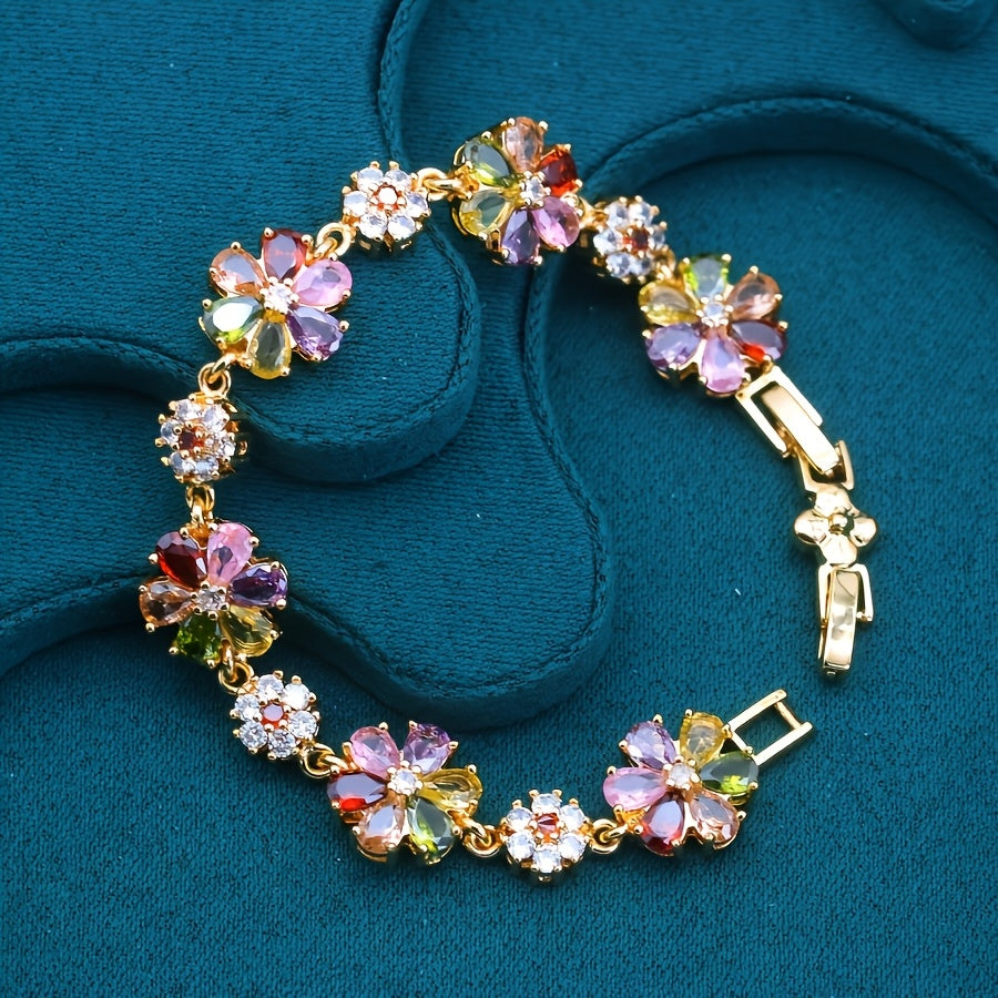Elegant Vintage-Inspired Colorful Zirconia Bracelet