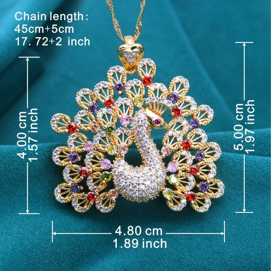 Luxury Peacock-Inspired PeaRooster Pendant Necklace